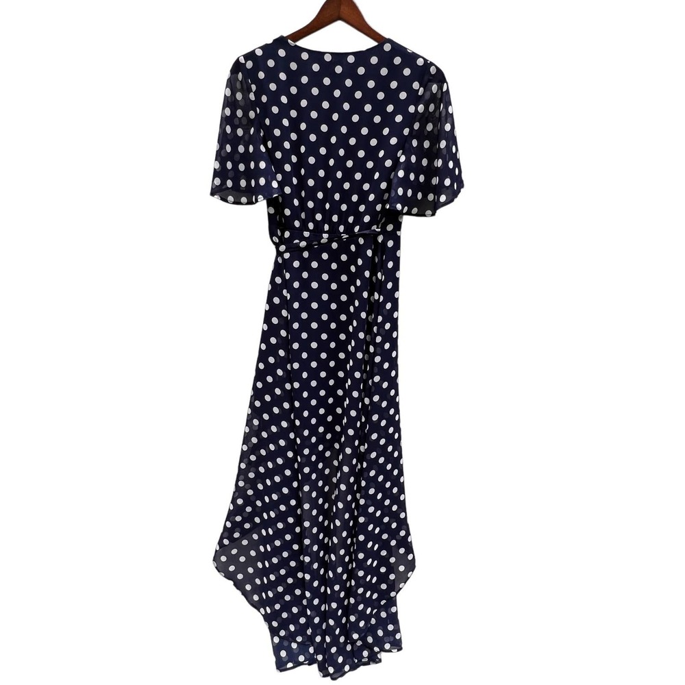 Show Me Your Mumu Marianne Wrap Maxi Dress Polka Dot Navy White Small - Picture 5 of 13